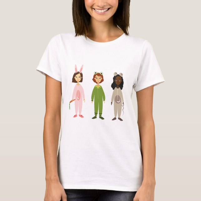 Cute girls pyjama friends theme T-Shirt (Front)