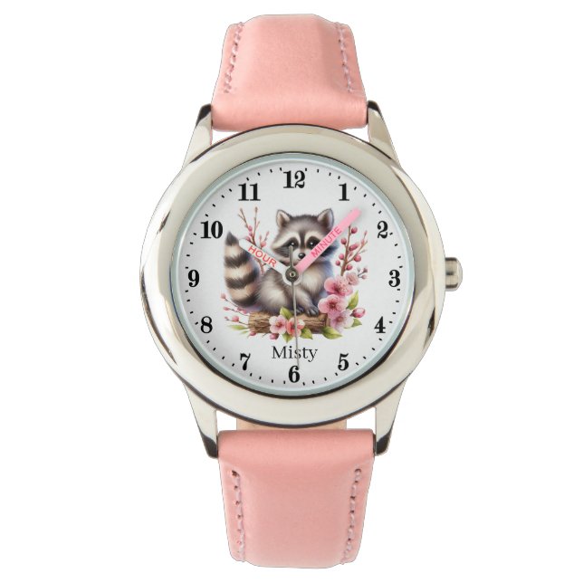 Cute girls raccoon lovers add name  watch (Front)