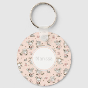 Cute Girls Reading Books Gift Ideas Keychain
