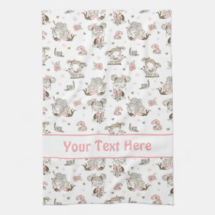 Cute Girls Reading Books Gift Ideas Kitchen Towel
