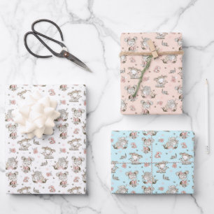 Cute Girls Reading Books Gift Ideas Wrapping Paper Sheet