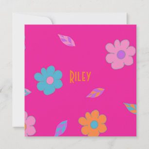 Cute Girls Retro Flower Holiday Card