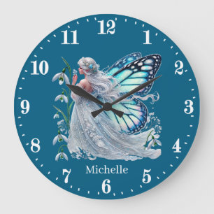 Cute girls room butterfly fairy  large clock