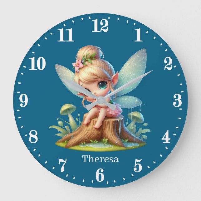 Cute girls room fairy Large Clock  (Front)