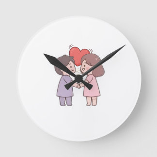 cute girls round clock
