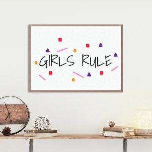 Cute Girls Rule Funny Geometric Pattern Canvas Print