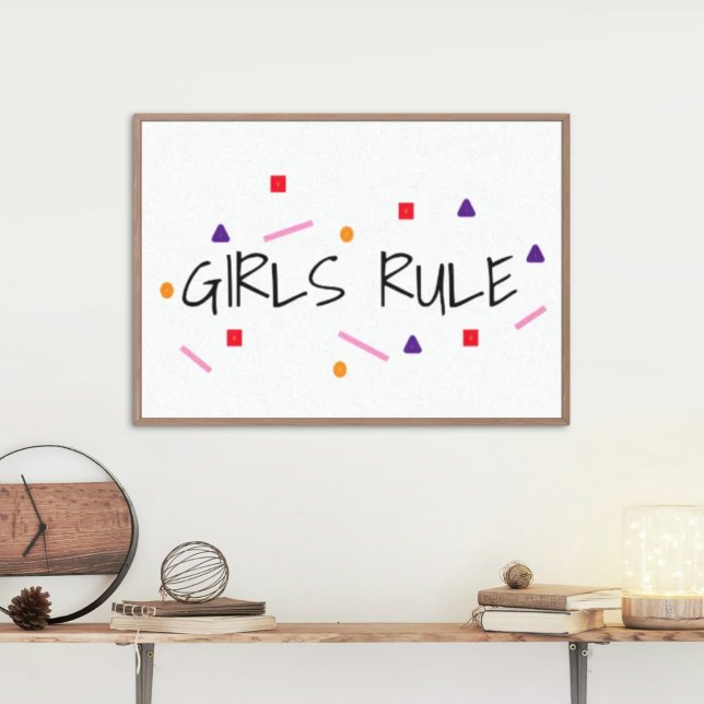 Cute Girls Rule Funny Geometric Pattern Canvas Print (Creator Uploaded)