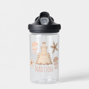 Cute Girls Sandcastle Ocean Kids School Water Bottle