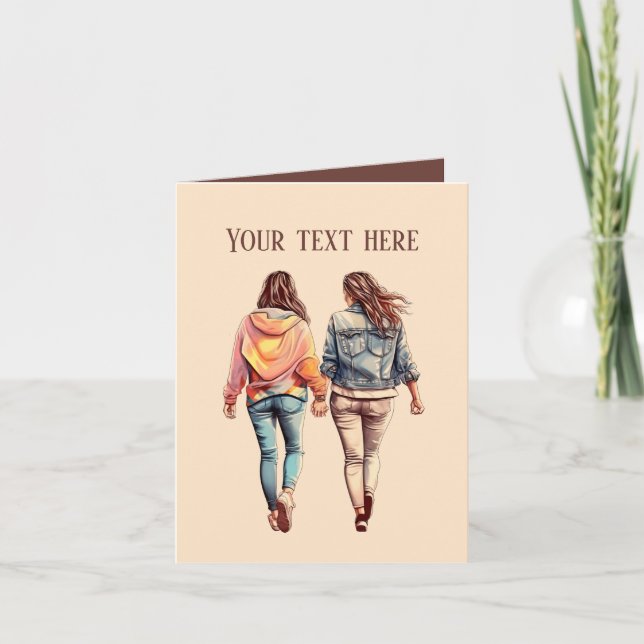 Cute girls Sisters or Friends  Card (Front)
