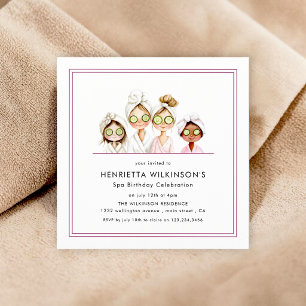 cute Girls Spa Birthday Party Invitation 