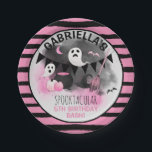 Cute Girls Spooktacular Halloween Birthday Paper Plate<br><div class="desc">Trick or Treat... .Give me something nice to eat! Perfect party decor for a halloween birthday bash featuring cute girly pink and black Halloween illustrations. Simply customize using the template provided. Matching tableware is available in my 'Pop Pink & Black Halloween Collection'.</div>