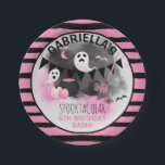 Cute Girls Spooktacular Halloween Birthday Paper Plate<br><div class="desc">Trick or Treat... .Give me something nice to eat! Perfect party decor for a halloween birthday bash featuring cute girly pink and black Halloween illustrations. Simply customize using the template provided. Matching tableware is available in my 'Pop Pink & Black Halloween Collection'.</div>
