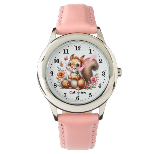 Cute girls squirrel lovers add name  watch (Front)
