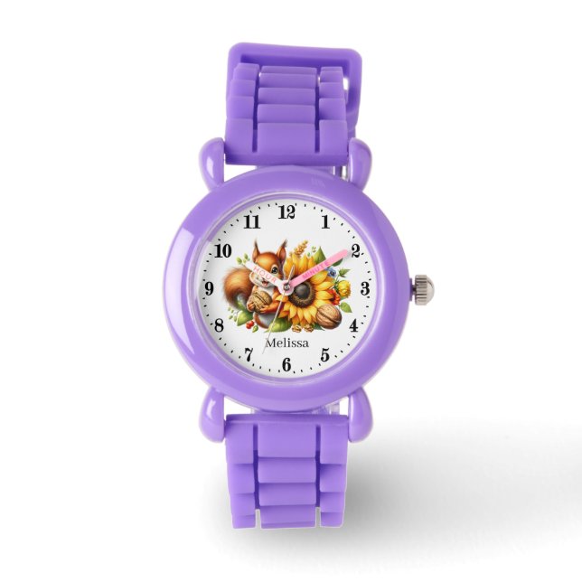 Cute girls squirrel lovers add name  watch (Front)