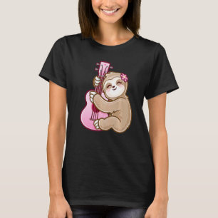 Cute Girls Ukulele Uke Pink Guitar Kid Sloth Music T-Shirt