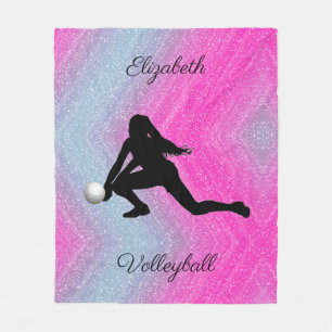 Cute Girls Volleyball Pastel Fleece Blanket