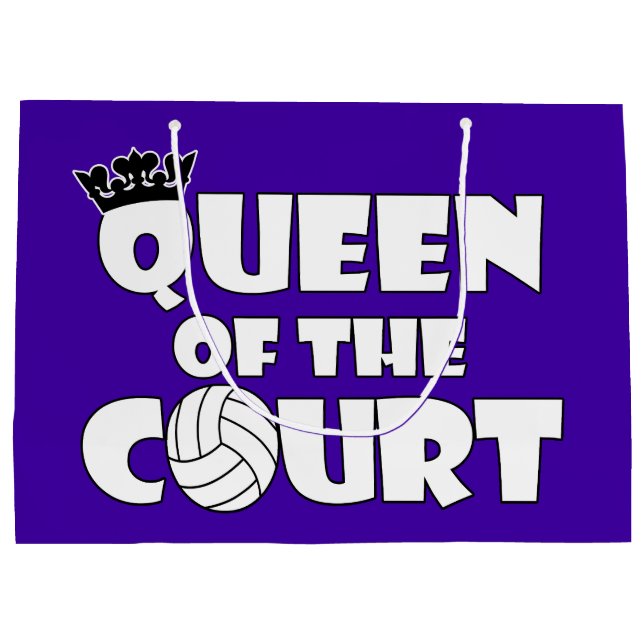 Cute Girls Volleyball Player Queen of the Court Large Gift Bag (Back)