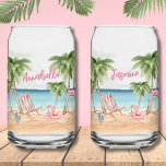 Cute Girls Weekend Bachelorette Watercolor Beach Can Glass<br><div class="desc">Cute Girls Weekend Bachelorette Watercolor Beach Can Glass. A cute little glass set for every day celebrations. A cool watercolor beach theme with shades of pink and teal, setting the vibe for a beach escape or just a tropical cocktail. From trips to Florida, California, or even something more international like...</div>