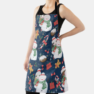 CUTE GIRLS WITH WINTER SNOWMEN & CANDYCANES APRON