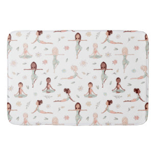 Cute Girls Zen Yoga Meditation Spiritual Namaste Bath Mat
