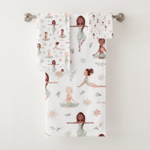 Cute Girls Zen Yoga Meditation Spiritual Namaste Bath Towel Set