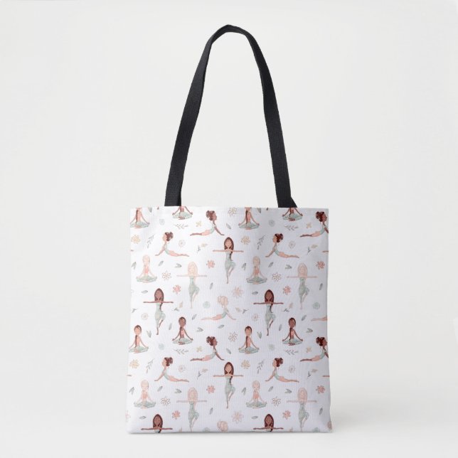 Cute Girls Zen Yoga Meditation Spiritual Namaste Tote Bag (Front)