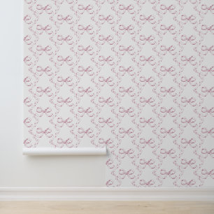 Cute Girly Aesthetic Pink Bow Pattern Wallpaper