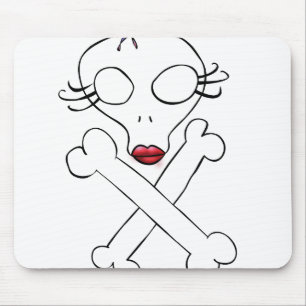 Cute Girly Alien Skull Crossbones Mouse Pad