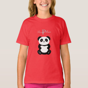 Cute Girly Baby Panda Bear Monogram T-Shirt