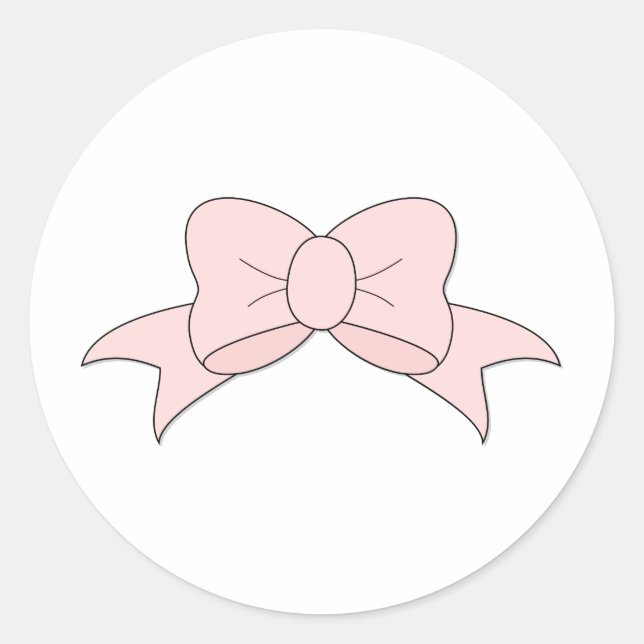 Cute Girly Baby Pink Bow Classic Round Sticker (Front)