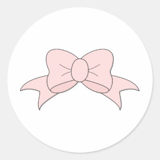 Cute Girly Baby Pink Bow Classic Round Sticker