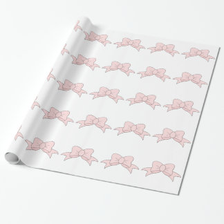 Cute Girly Baby Pink Bow Wrapping Paper