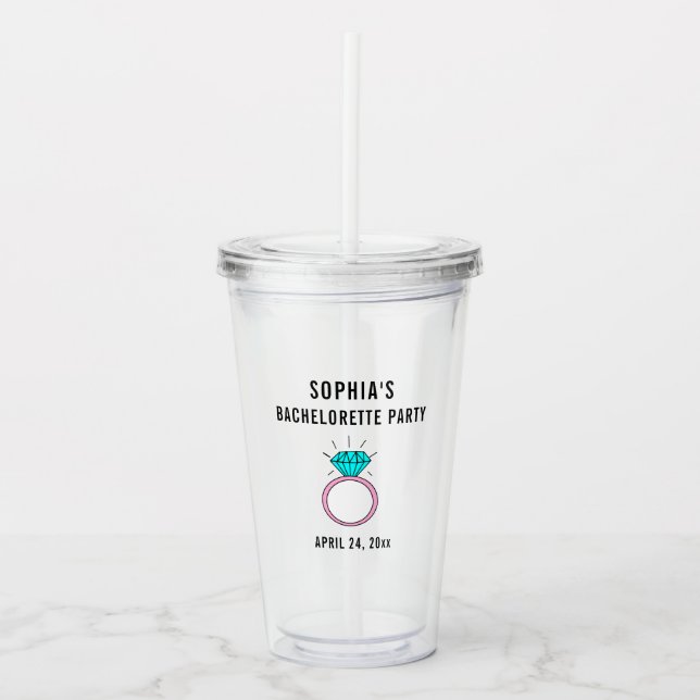 Cute Girly Bachelorette Party Wedding Favour Acrylic Tumbler (Front)