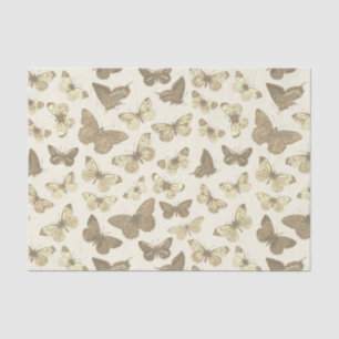 Cute Girly Beige Butterfly Pattern Tissue Paper