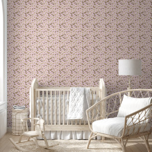 Cute Girly Beige Pink Butterfly Pattern Wallpaper