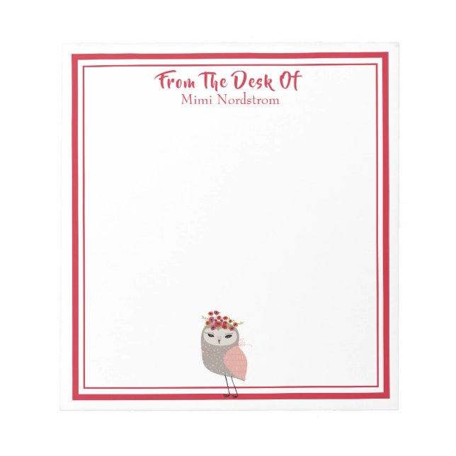 Cute Girly Bird Notepad (Front)