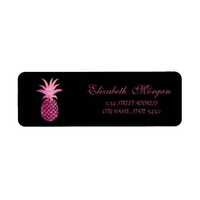 Cute  Girly Black Pineapple  Address Label (Front)