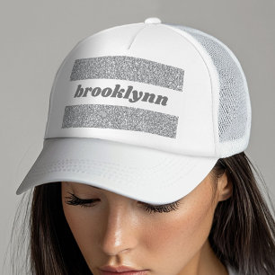 Cute Girly Bling Glitter Pattern Personalized Name Trucker Hat