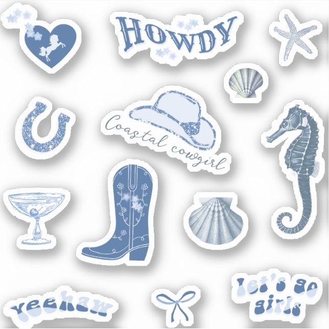 Cute Girly Blue Coastal Cowgirl Aesthetic  (Front)