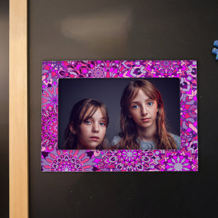 Cute Girly Boho Chic Pink Purple Floral Mandalas  Magnetic Frame