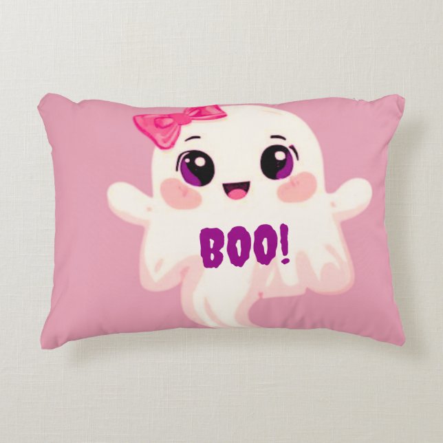 Cute girly Boo! Ghost Accent Pillow (Front)