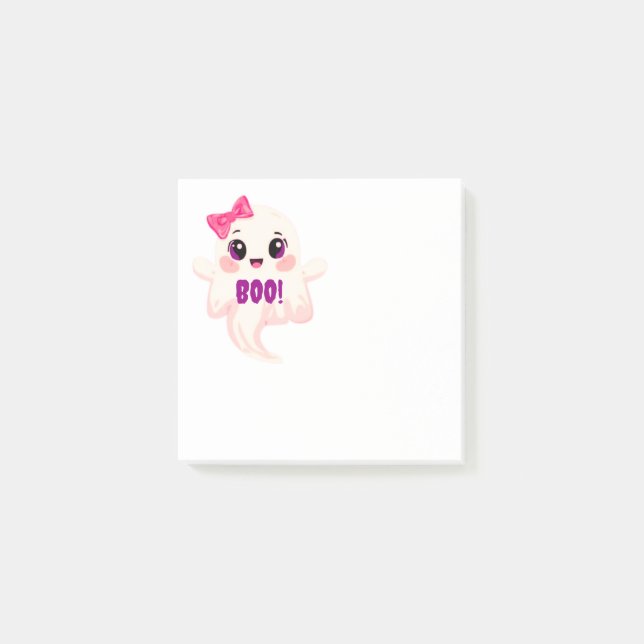 Cute girly Boo! Ghost Post-it Notes (Front)