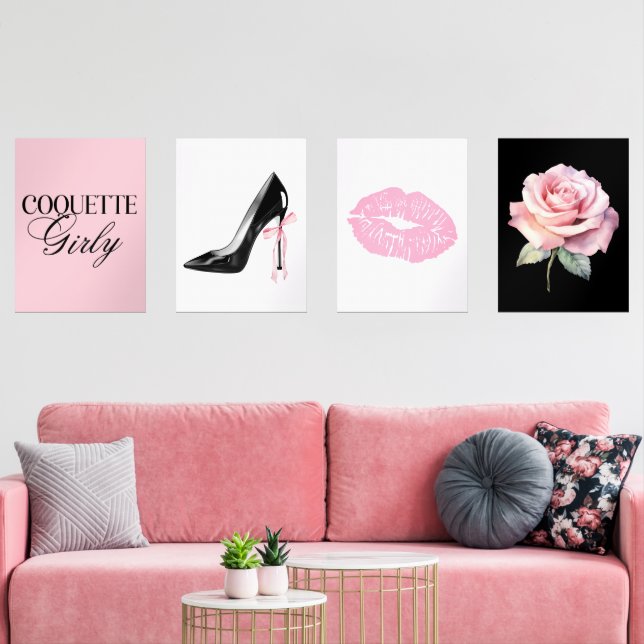 Cute Girly Bow Wall Wall Art Sets (Livingroom)