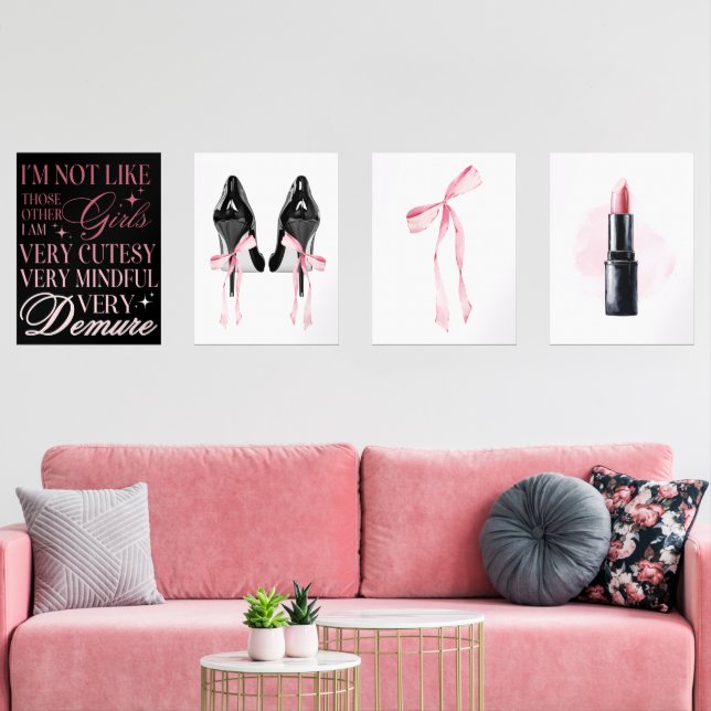 Cute Girly Bow Wall Wall Art Sets (Livingroom)