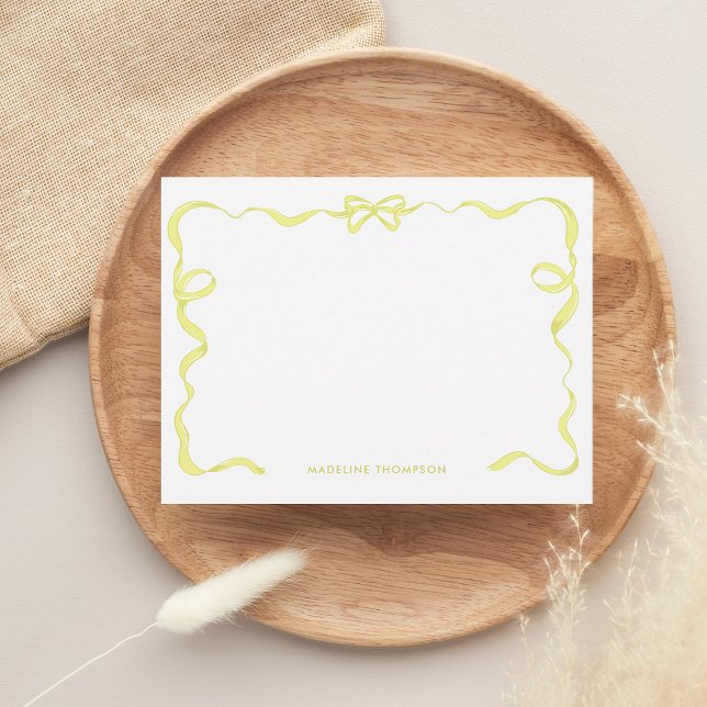 Cute Girly Bright Yellow Bow Ribbon Frame Card (Creator Uploaded)