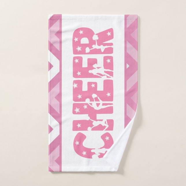 Cute Girly Cheer Typography Cheerleader Star Text Hand Towel (Hand Towel)