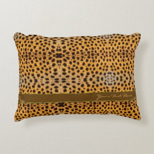 Cute Girly Cheetah Pattern Animal Print & Stiletto Accent Pillow