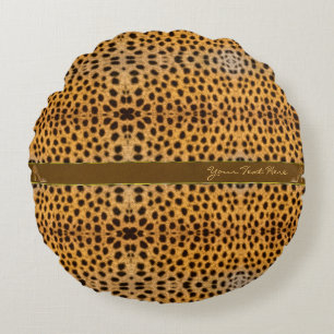 Cute Girly Cheetah Pattern Animal Print & Stiletto Round Pillow