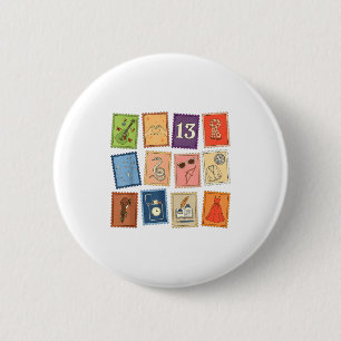 Cute Girly Christmas Pajama Music Album Stamp Aest 2 Inch Round Button