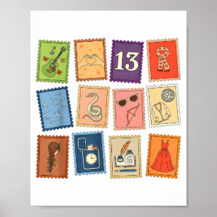 Cute Girly Christmas Pajama Music Album Stamp Aest Poster